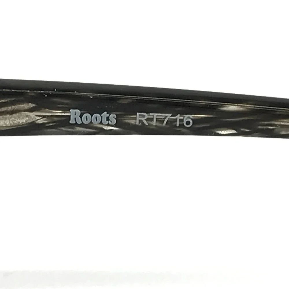 Roots Eyeglasses Frames RT716 BLK STPE Gray Horn Cat Eye Half Rim 52-16-130